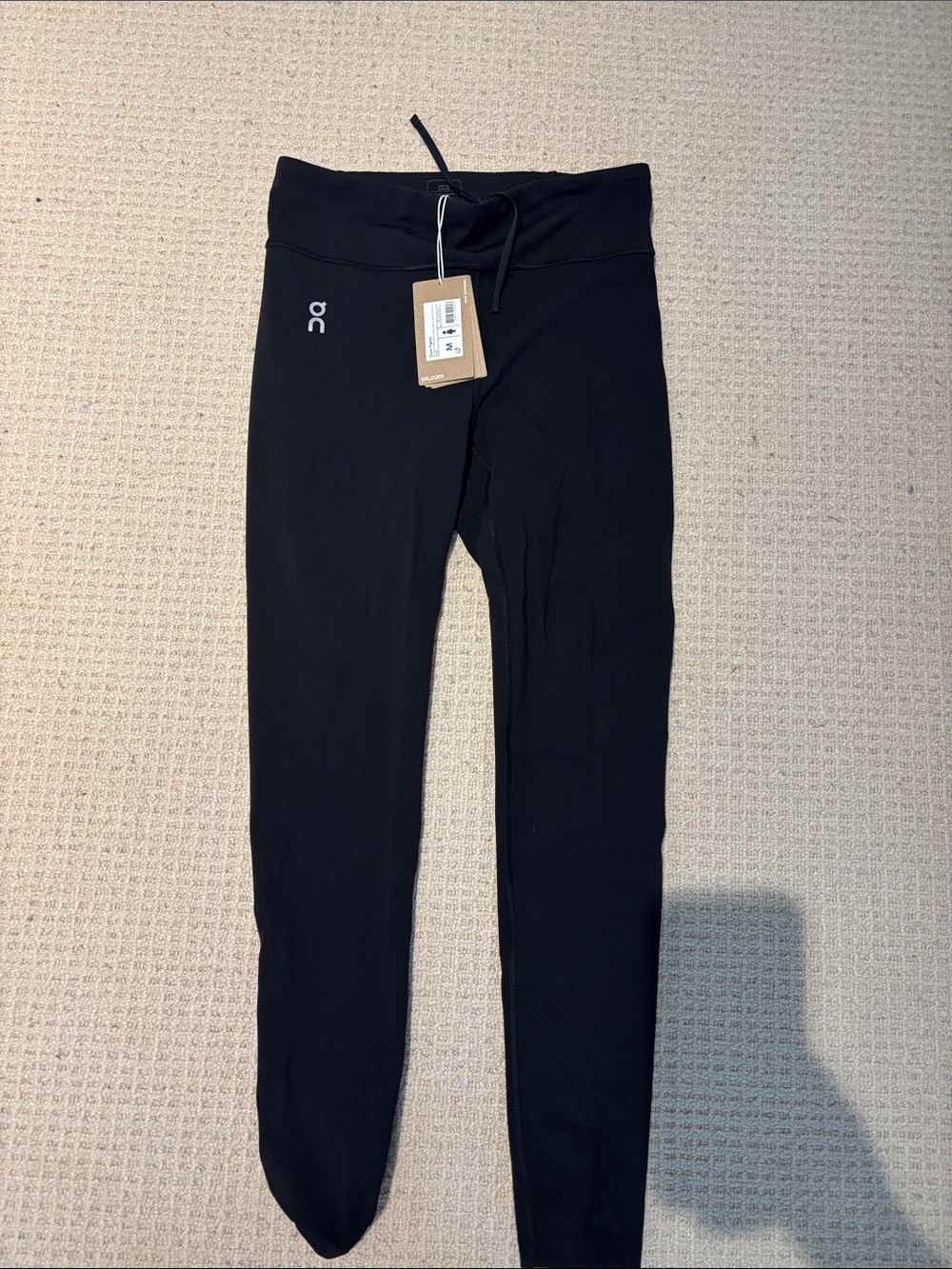 On Running Black Performance Leggings with Drawstring Waist